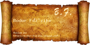 Bodor Füzike névjegykártya